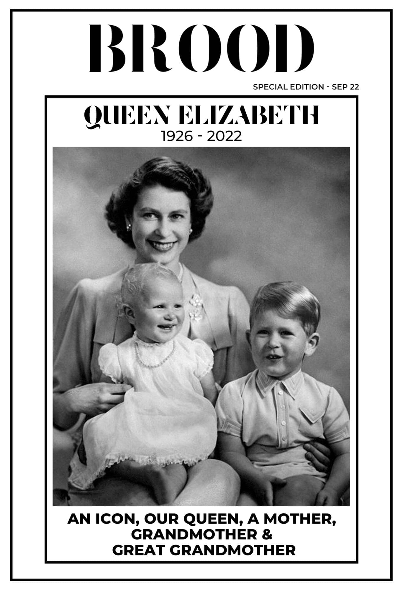 QUEEN Elizabeth Brood Front Cover Queen Elizabeth with Children Brood Front Cover