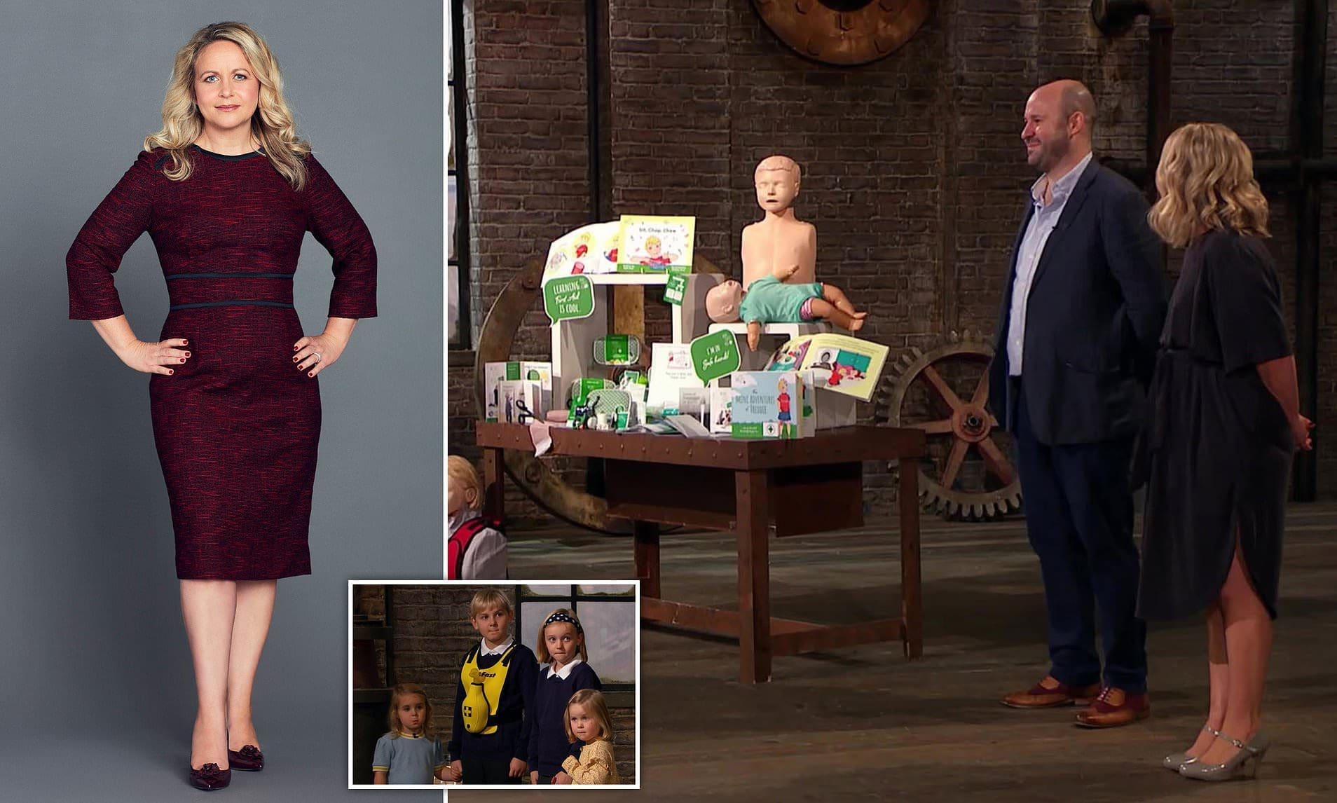 Kate Ball and her husband pitching Mini First Aid to BBC Dragon's Den
